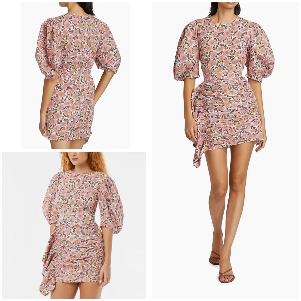 NWT Rhode Pia Floral Organic Cotton Floral Puff Sleeve Cocktail Mini Dress 0​​​